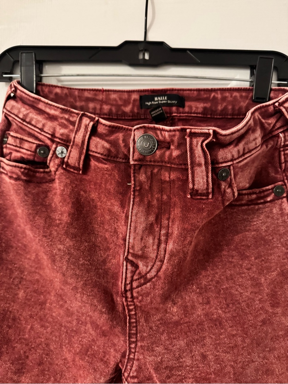 True Religion Halle High Rise Super Skinny Jeans in Washed Red